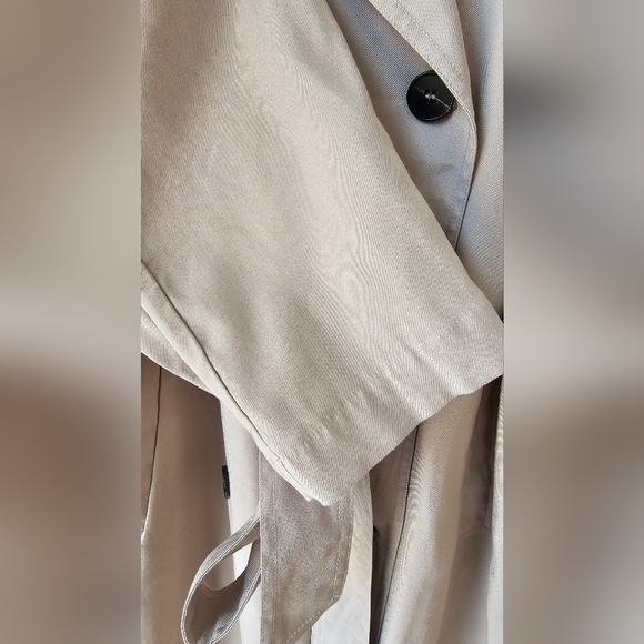 Zara Trench Coat Nude Beige Belted With Pleated Back Size S M - Picture 8 of 8